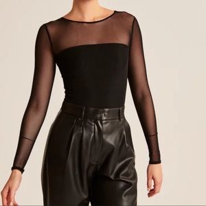 Abercrombie and Fitch long sleeve mesh crew neck bodysuit